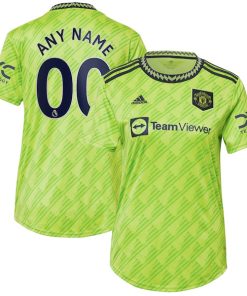 Manchester United adidas Women's 2022/23 Third Replica Custom Jersey - Neon Green