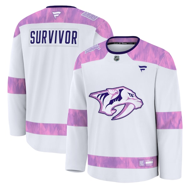 Nashville Predators Hockey Fights Cancer Practice Jersey - White