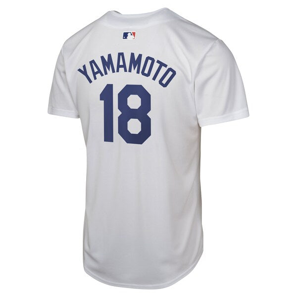 Yoshinobu Yamamoto Los Angeles Dodgers Nike Youth Home Replica Player Jersey - White - Image 3
