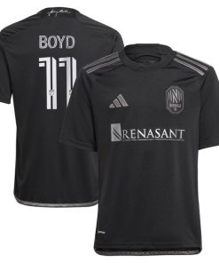 Alternative view of Tyler Boyd Nashville SC adidas Youth 2024 Man In Black Kit Replica Player Jersey - Black/Yellow