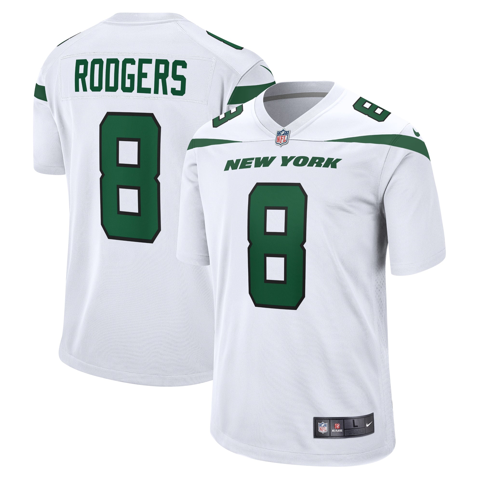 Aaron Rodgers New York Jets Nike Fashion Game Jersey - Black/Green/White - Image 8
