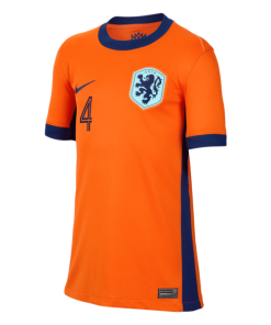 Alternative view of Virgil van Dijk Netherlands National Team Nike Youth 2024 Home Replica Jersey - Orange