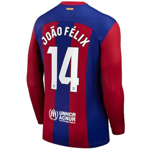 Jo?o F¨¦lix Barcelona Nike 2023/24 Home Stadium Replica Long Sleeve Player Jersey - Royal - Image 3