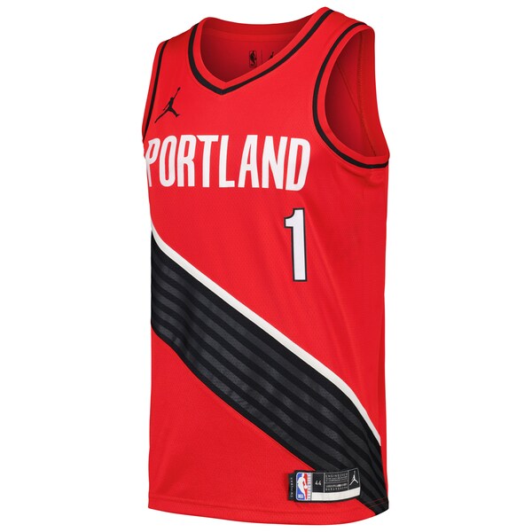 Anfernee Simons Portland Trail Blazers Jordan Brand Swingman Player Jersey - Statement Edition - Red/Black - Image 3