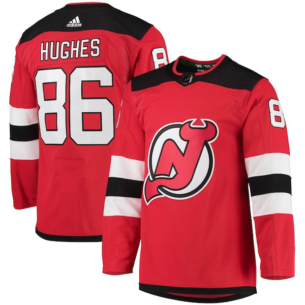 Jack Hughes New Jersey Devils adidas Home Primegreen Authentic Player Jersey - Red/Black - Image 2