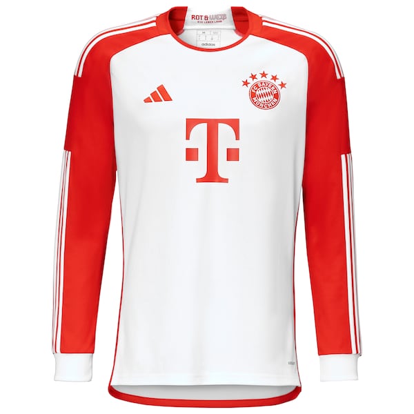Kingsley Coman Bayern Munich adidas 2023/24 Home Replica Long Sleeve Jersey - White - Image 2