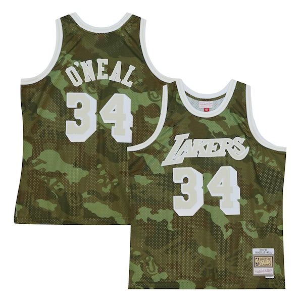 Shaquille O'Neal Los Angeles Lakers Hardwood Classics 1996/97 Ghost Green Swingman Jersey - Camo - Image 4