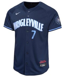 Alternative view of Dansby Swanson Chicago Cubs Nike Youth City Connect Limited Player Jersey - Navy