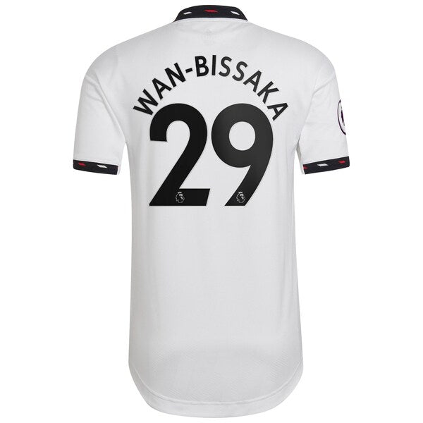 Aaron Wan-Bissaka Manchester United adidas 2022/23 Away Authentic Player Jersey - White - Image 3
