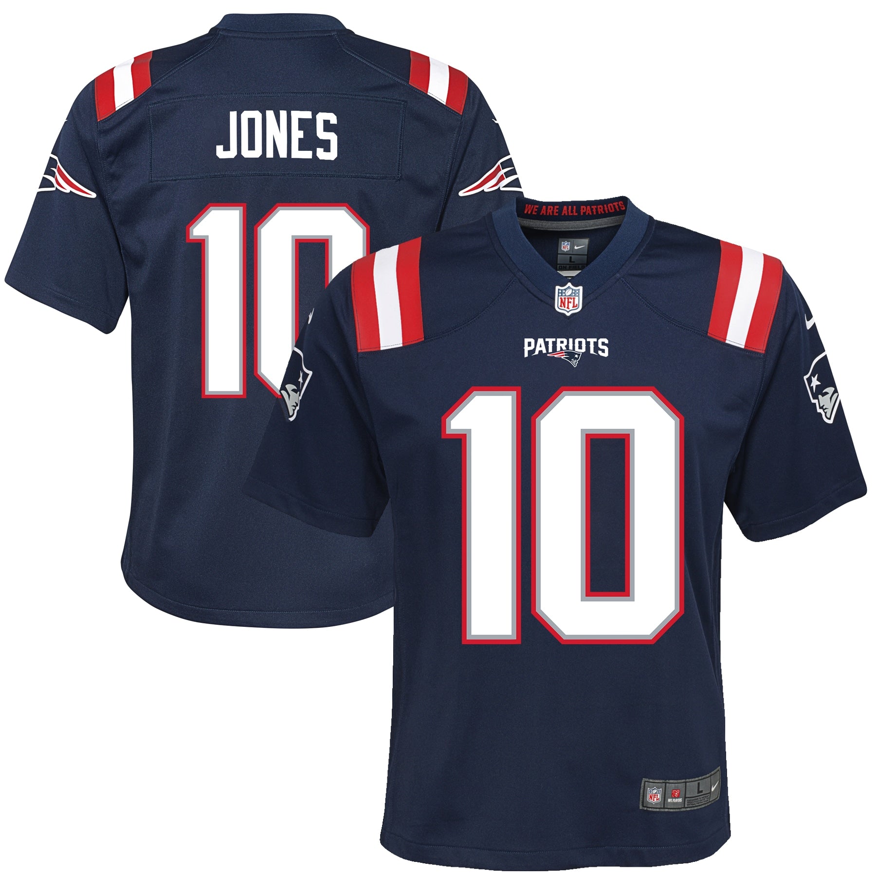 Mac Jones New England Patriots Nike Youth Game Jersey - Red/Navy/White - Image 2