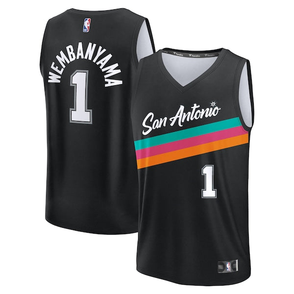 Victor Wembanyama San Antonio Spurs Youth 2025/26 City Edition Fast Break Jersey - Black