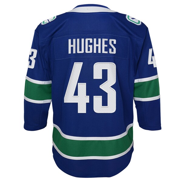 Quinn Hughes Vancouver Canucks Youth Home Premier Player Jersey - Blue - Image 3