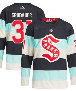 Philipp Grubauer Seattle Kraken adidas 2024 NHL Winter Classic Primegreen Authentic Player Jersey - Deep Sea Blue