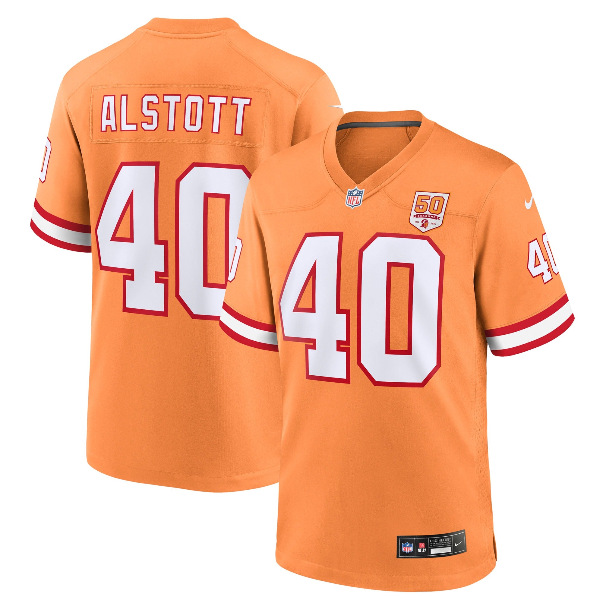Mike Alstott Tampa Bay Buccaneers Nike 50th Season Team Game Jersey - Red/Creamsicle - Image 9