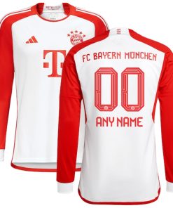 Bayern Munich adidas 2023/24 Home Replica Custom Long Sleeve Jersey - White