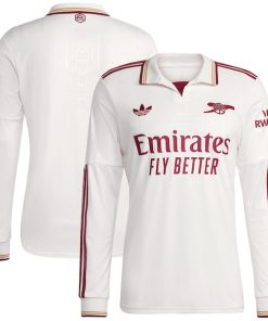 Alternative view of Arsenal adidas 2025/26 Third Replica Long Sleeve Jersey - White/Blue/Red