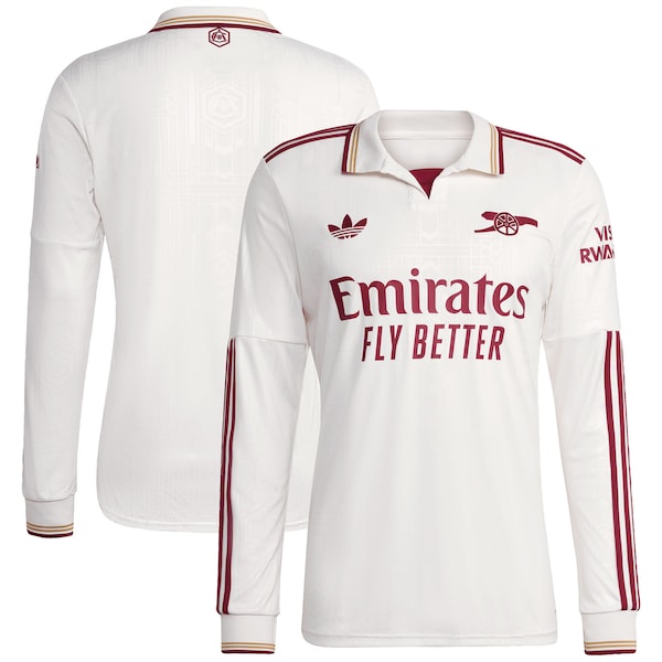 Arsenal adidas 2025/26 Third Replica Long Sleeve Jersey - White/Blue/Red - Image 2