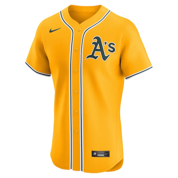 Athletics Nike Alternate 2 Elite Jersey - Gold/Kelly Green/White - Image 3