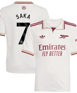 Bukayo Saka Arsenal adidas Youth 2025/26 Third Replica Player Jersey - White
