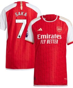 Bukayo Saka Arsenal adidas 2023/24 Home Authentic Player Jersey - Red/Yellow