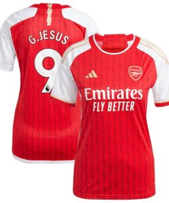 Alternative view of Gabriel Jesus Arsenal adidas Women's 2023/24 Home Replica Player Jersey - Red/Green/Yellow