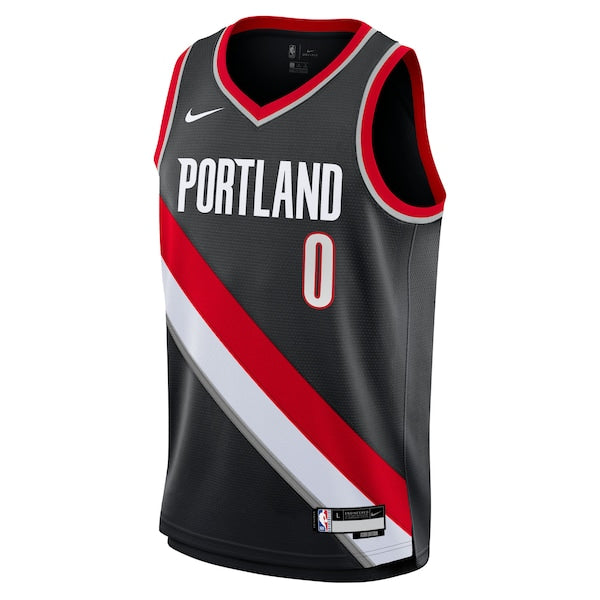 Damian Lillard Portland Trail Blazers Nike Youth Swingman Jersey - Icon Edition - Black - Image 2