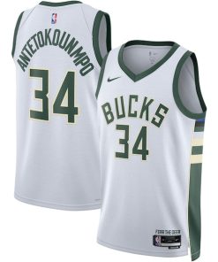 Giannis Antetokounmpo Milwaukee Bucks Nike Unisex Swingman Jersey - Association Edition - White/Hunter Green