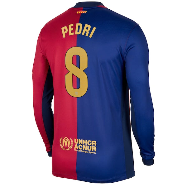 Pedri Barcelona Nike 2024/25 Home Long Sleeve Replica Player Jersey - Royal - Image 3