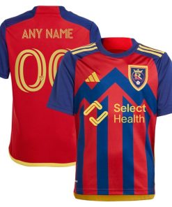 Real Salt Lake adidas Youth 2024 Peak Utah Replica Custom Jersey?¨C Red