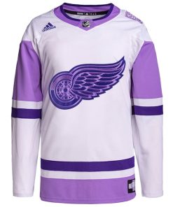 Alternative view of Detroit Red Wings adidas Hockey Fights Cancer Primegreen Authentic Custom Jersey - White/Purple