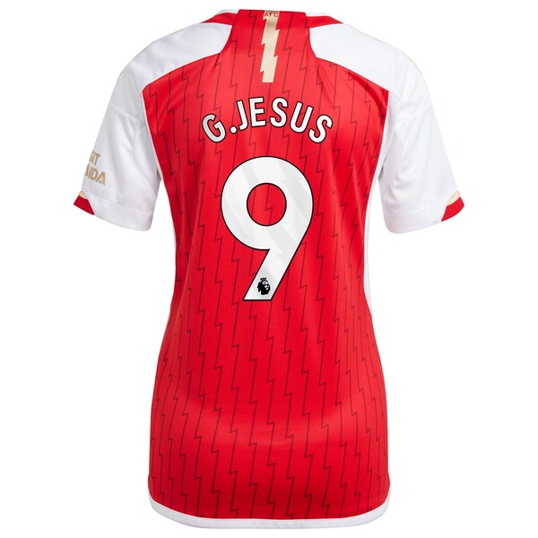 Gabriel Jesus Arsenal adidas Women's 2023/24 Home Replica Player Jersey - Red/Green/Yellow - Image 4