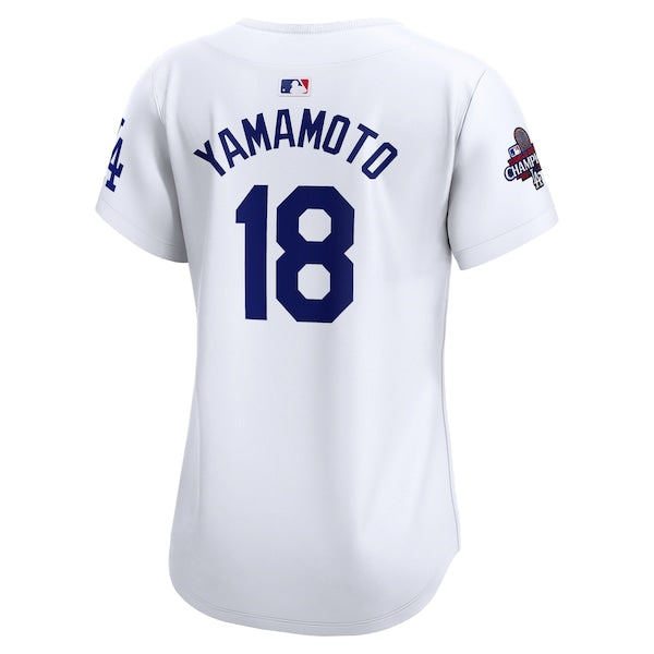 Yoshinobu Yamamoto Los Angeles Dodgers Nike Women's 2024 World Series Champions Home Limited Player Jersey - White - Image 3