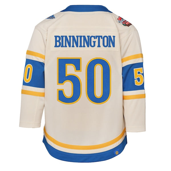 Jordan Binnington St. Louis Blues Youth 2025 NHL Winter Classic Premier Player Jersey - Cream - Image 3