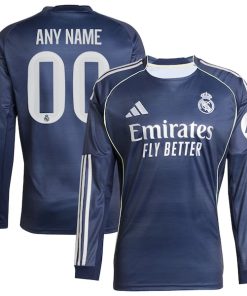 Los Merengues adidas 2025/26 Away Long Sleeve Replica Custom Jersey - Blue/White