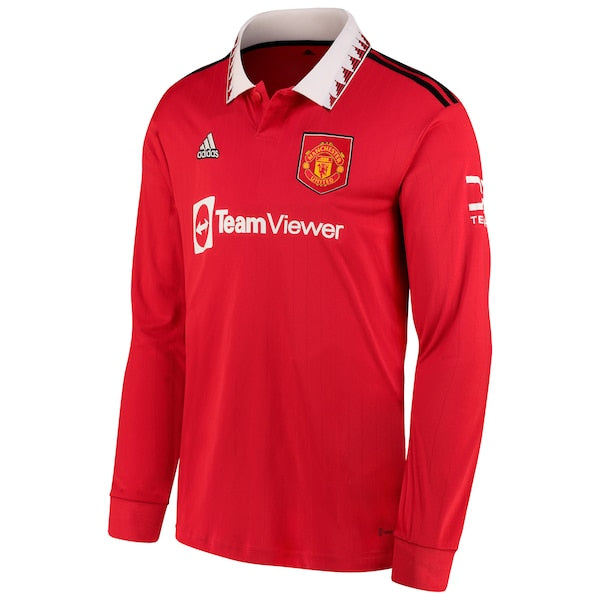 Manchester United adidas 2022/23 Home Replica Long Sleeve Blank Jersey - Red - Image 2