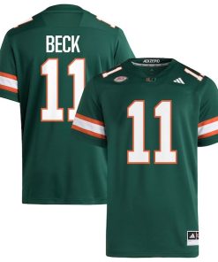 Men's adidas Carson Beck Miami Hurricanes Alternate NIL Football Player Jersey - Green/White
