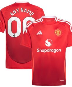 Alternative view of Manchester United adidas Youth 2024/25 Home Replica Custom Jersey - Red