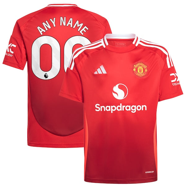 Manchester United adidas Youth 2024/25 Home Replica Custom Jersey - Red - Image 2
