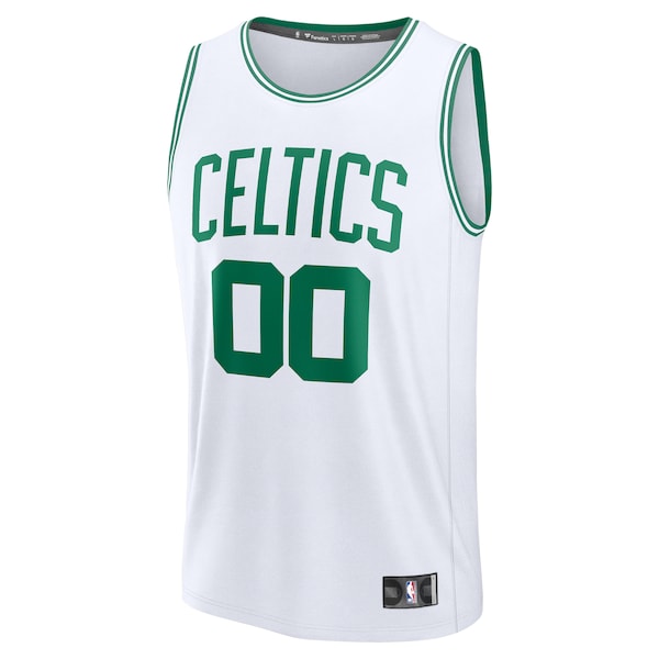 Boston Celtics Youth Custom Fast Break Jersey - White - Association Edition/Black/Kelly Green - Image 4