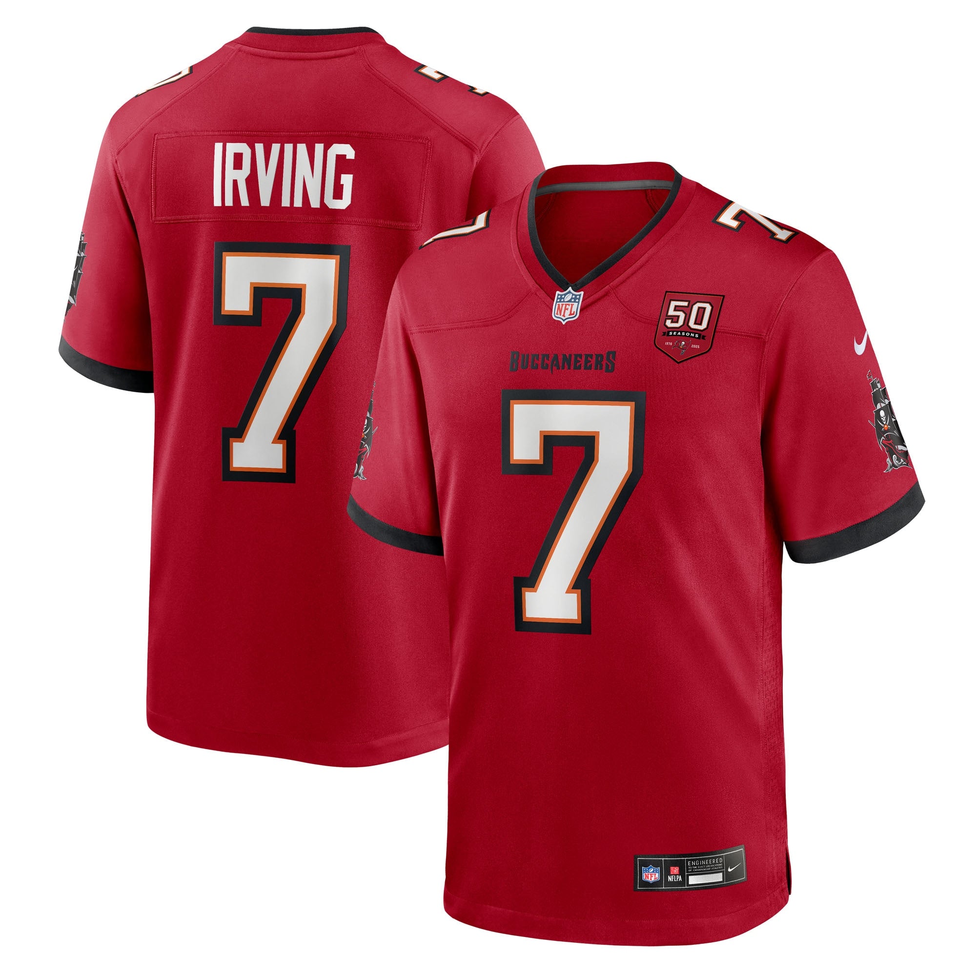 Bucky Irving Tampa Bay Buccaneers Nike 50th Season Game Jersey - Creamsicle/White/Red - Image 6