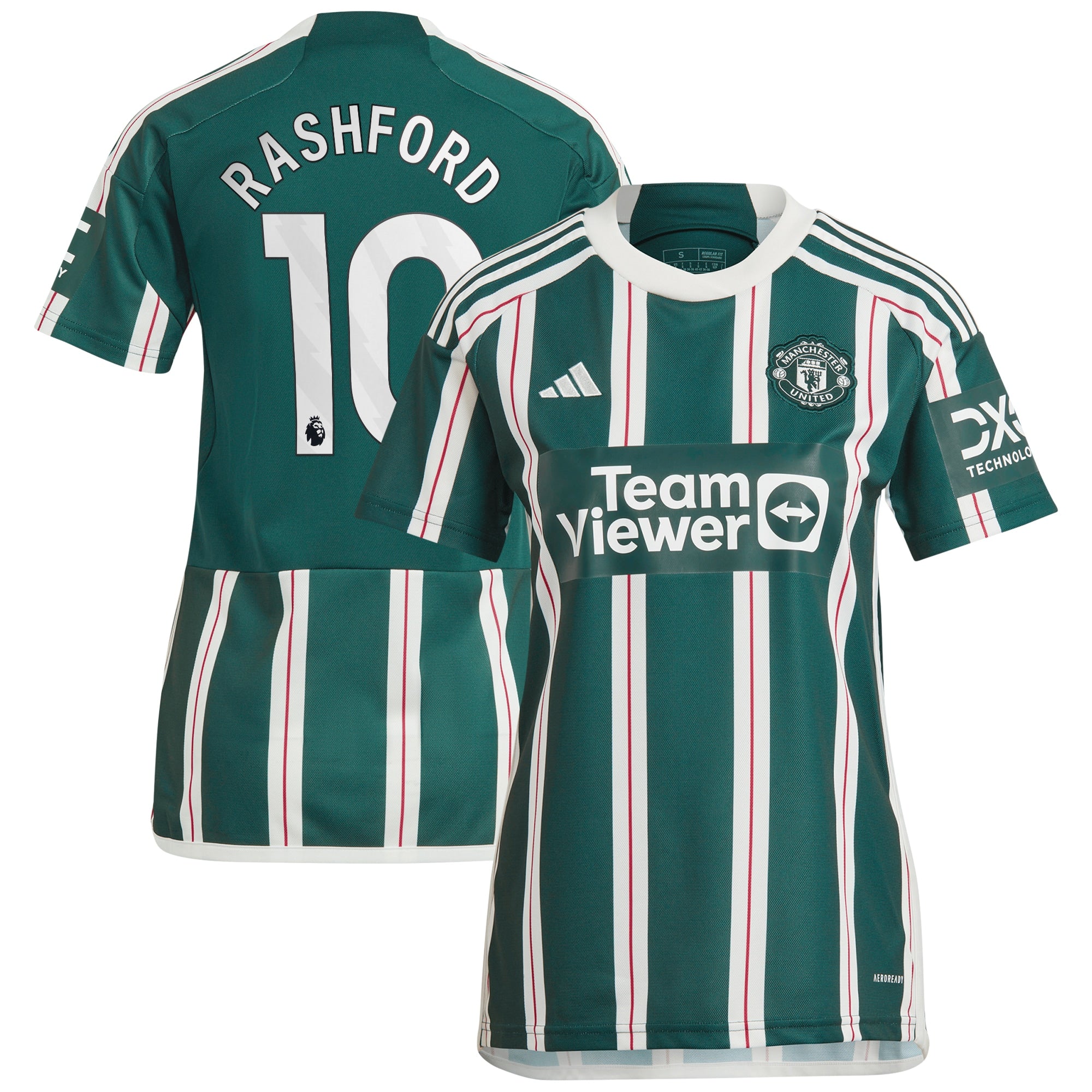 Marcus Rashford Manchester United adidas Women's 2023/24 Home Replica Player Jersey - Red/Green - Image 6
