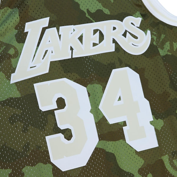 Shaquille O'Neal Los Angeles Lakers Hardwood Classics 1996/97 Ghost Green Swingman Jersey - Camo - Image 3