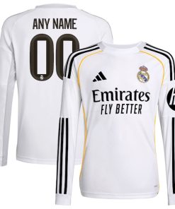 Los Merengues adidas Youth 2025/26 Home Replica Long Sleeve Custom Jersey - White