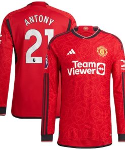 Antony Manchester United adidas 2023/24 Home Authentic Long Sleeve Player Jersey - Red
