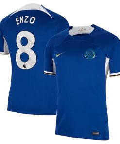 Alternative view of Enzo Fern¨¢ndez Chelsea Nike 2023/24 Home Stadium Replica Jersey - Blue/Mint/Navy