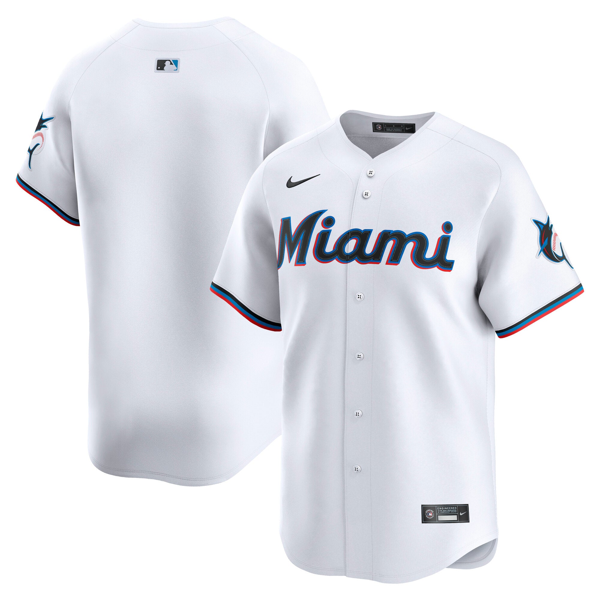 Miami Marlins Nike Alternate Limited Jersey - Black/White - Image 6