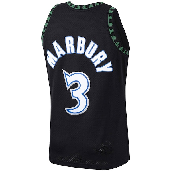 Stephon Marbury Minnesota Timberwolves 1997/98 Hardwood Classics Swingman Jersey - Black - Image 3