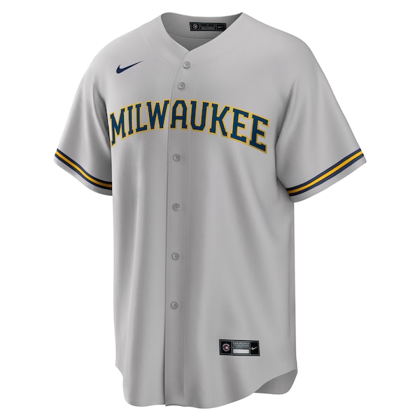 Christian Yelich Milwaukee Brewers Nike Alternate Replica Player Jersey - Gray/Cream/Navy/White - Image 3