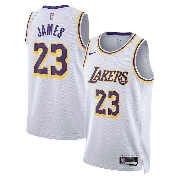 LeBron James Los Angeles Lakers Nike Unisex Swingman Jersey - Association Edition - White/Gold - Image 2