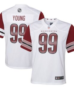 Chase Young Washington Commanders Nike Youth Game Jersey - White/Black/Burgundy